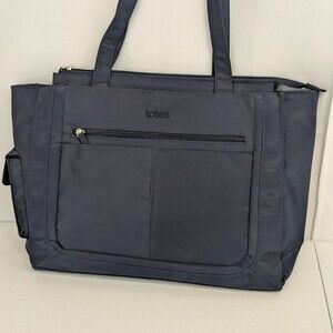 TOTES Laptop Tote Bag Nylon Travel Crossbody Carry On Navy Blue